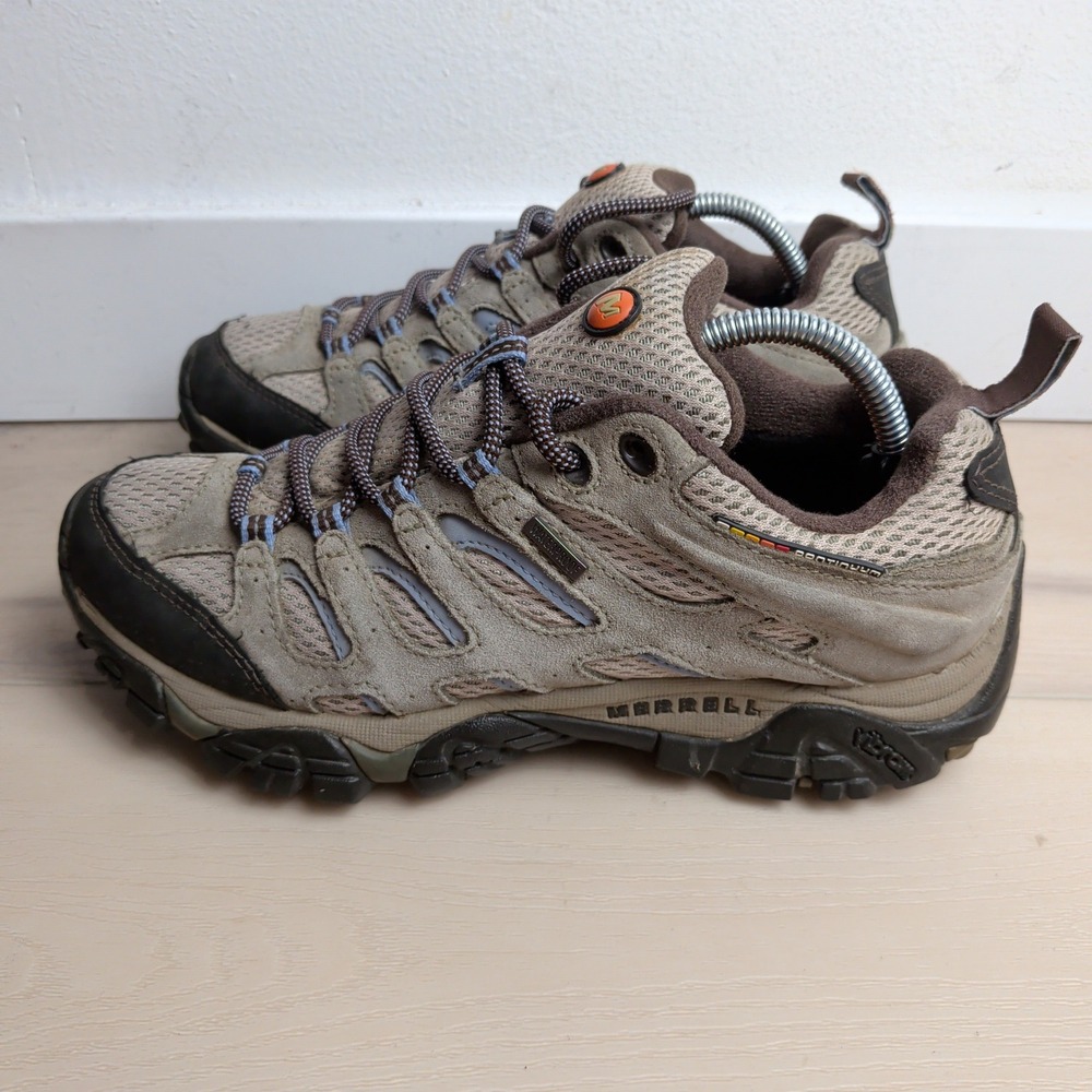 Merrell Moab 3 Waterproof Hiking Shoes Womens 8 Dusty Olive Vibram Low Top Trail